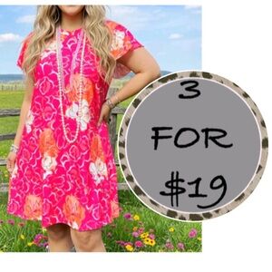 3/$19 NWT Southern Stitch floral ruffle sleeve tunic dress